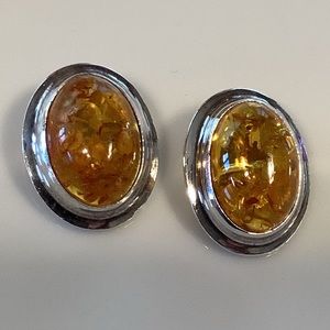Sterling Silver Amber Earrings